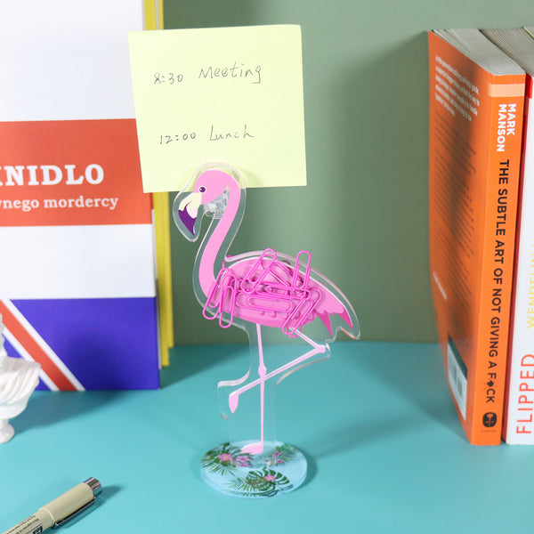 Creative Flamingo Desk Memo Note Paper Photo Holder Card Stand Organizer with Magnets