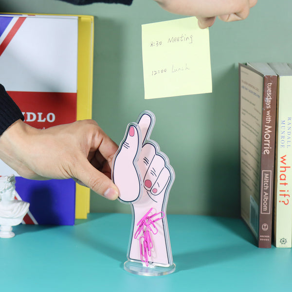 Creative Hand Desk Memo Note Paper Photo Holder Clip Card Stand Organizer with Magnet