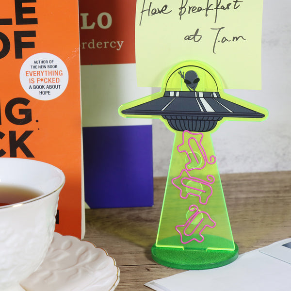 Creative UFO Desk Memo Note Paper Photo Holder Clip Card Stand Organizer with Magnets